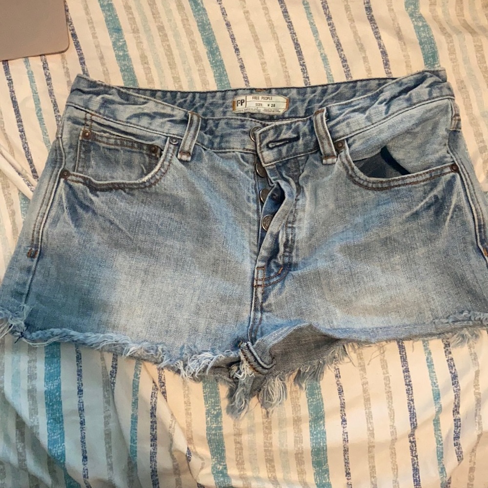 Free People Light Blue Denim Shorts-Size 28